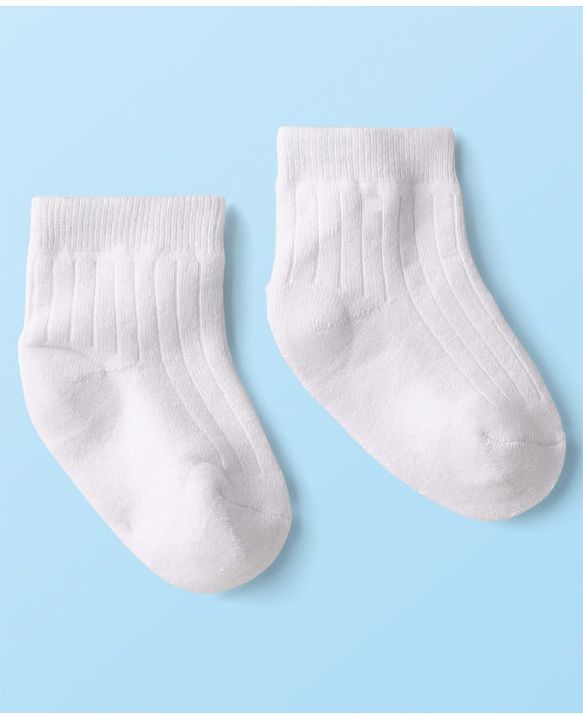 Cute Walk by Babyhug Knit Ankle Length Anti Bacterial Socks with Star Design & Stripes Pack of 3 - White