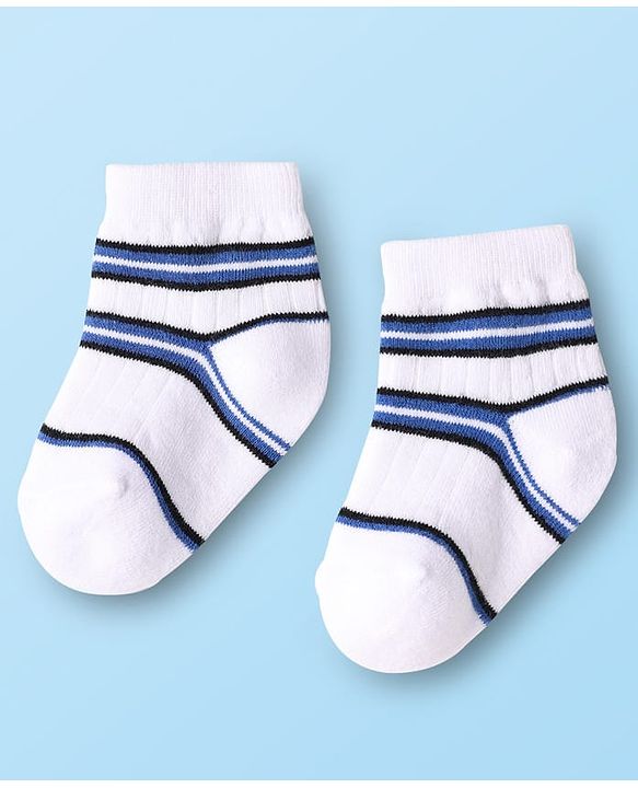 Cute Walk By Babyhug Cotton Knit Ankle Length Anti Bacterial Socks With Design Pack Of 3 - Multi Colour