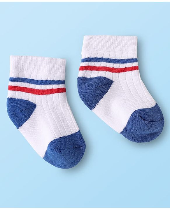 Cute Walk By Babyhug Cotton Knit Ankle Length Anti Bacterial Socks With Design Pack Of 3 - Multi Colour
