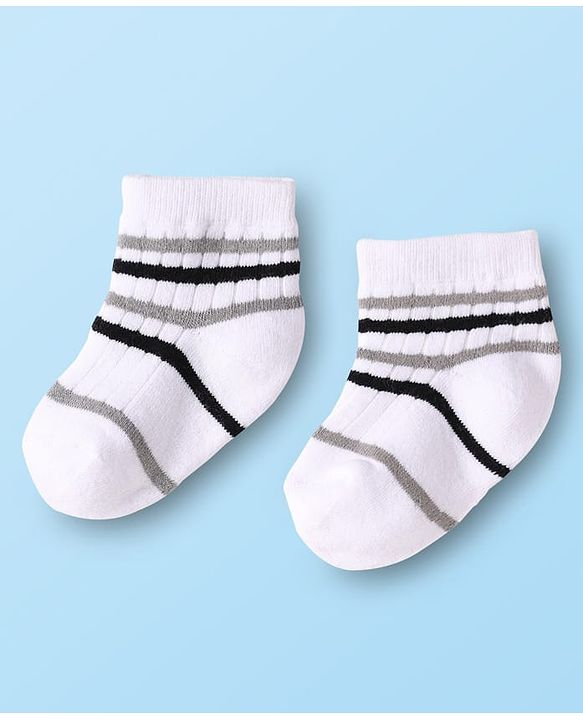 Cute Walk By Babyhug Cotton Knit Ankle Length Anti Bacterial Socks With Design Pack Of 3 - Multi Colour