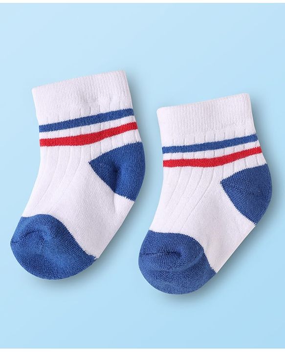 Cute Walk By Babyhug Cotton Knit Ankle Length Anti Bacterial Socks With Design Pack Of 3 - Multi Colour