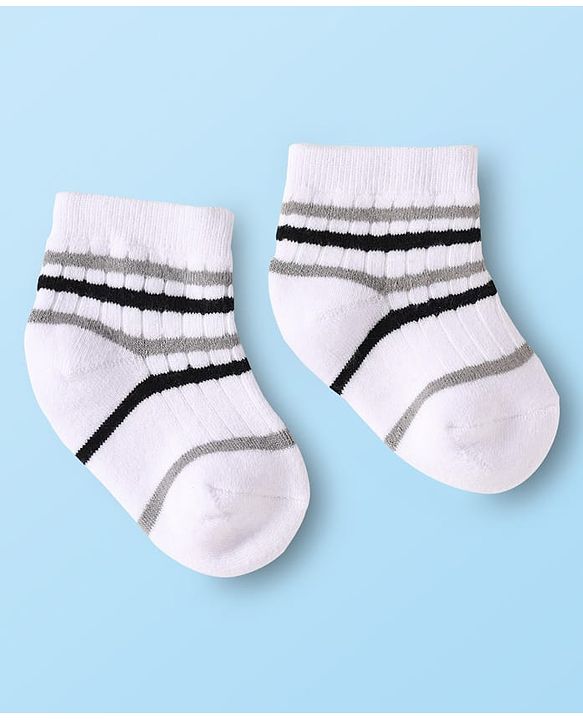 Cute Walk By Babyhug Cotton Knit Ankle Length Anti Bacterial Socks With Design Pack Of 3 - Multi Colour