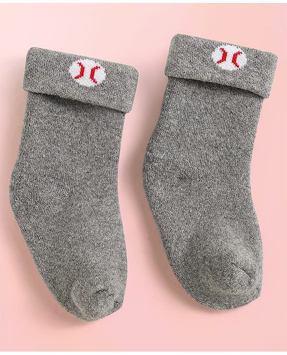 Cute Walk By Babyhug Knit Ankle Length Antibacterial Socks with Stripe Design Pack of 3 - Grey & Blue