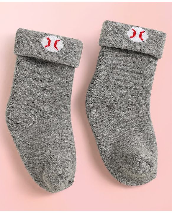 Cute Walk By Babyhug Knit Ankle Length Antibacterial Socks with Stripe Design Pack of 3 - Grey & Blue