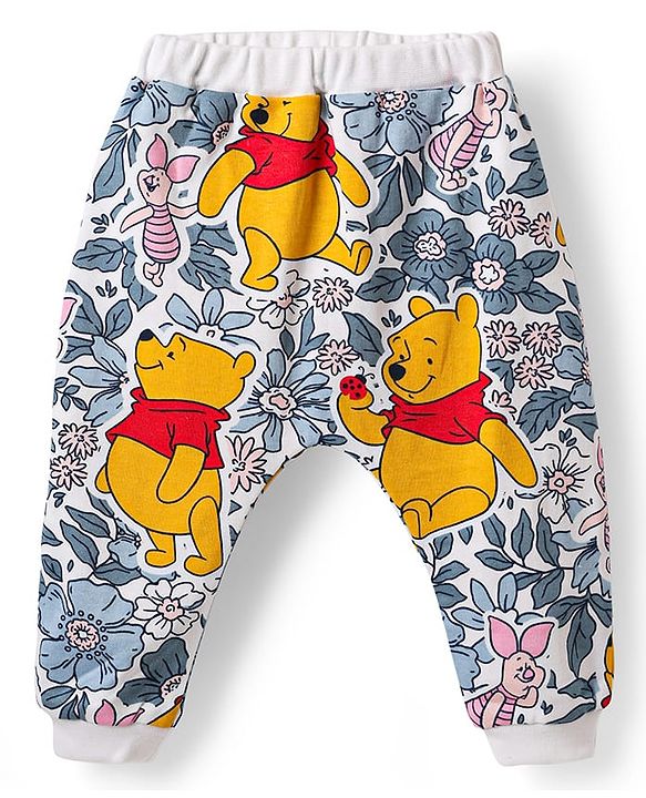 Babyhug Disney Interlock Knit Full Length Diaper Leggings with Winnie the Pooh Graphics Pack of 3 - Multicolor