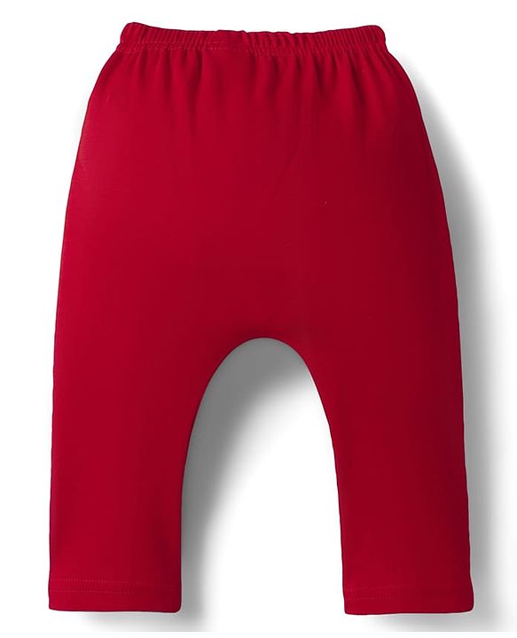 Babyhug 100% Cotton Knit Full Sleeves Christmas Printed Onesie with Leggings & Cap - Red