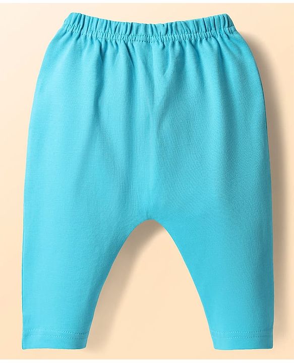 Babyhug Cotton Knit Full Length Diaper Leggings With Stripes & Unicorn Print Pack Of 3 - Light Blue & White