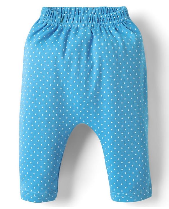 Babyhug Cotton Knit Full Length Leggings With Stripes & Floral Print Pack Of 3 - Light Blue & Dark Pink