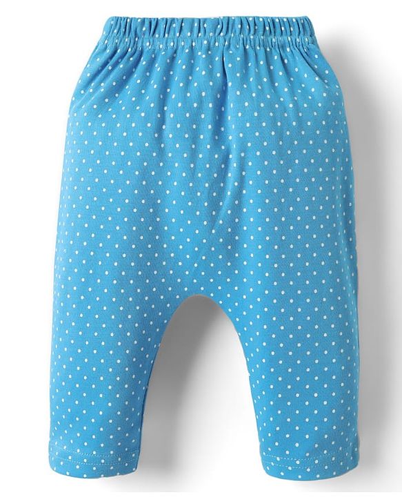 Babyhug Cotton Knit Full Length Leggings With Stripes & Floral Print Pack Of 3 - Light Blue & Dark Pink