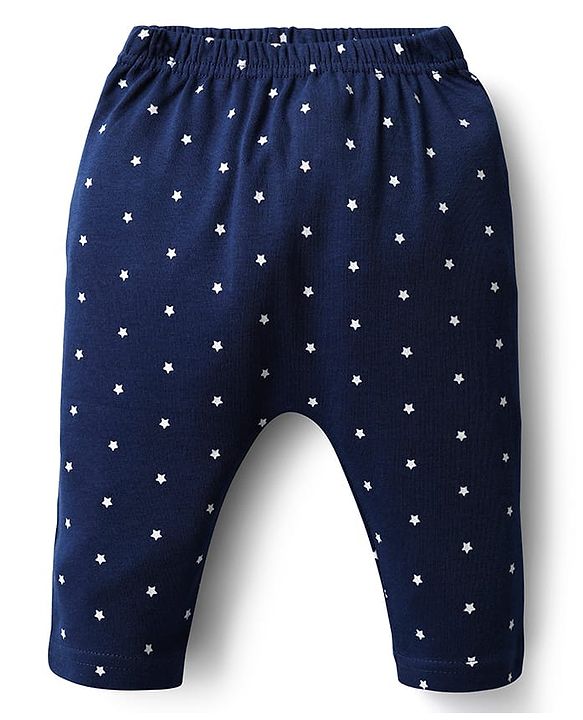 Babyhug Cotton Interlock Knit Full Length Diaper Leggings with Space Theme Print & Stripe Design Pack of 3 - Red & Blue