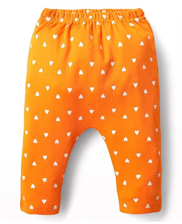 Babyhug Cotton Interlock Knit Full Length Diaper Leggings with Heart Floral & Fox Print Pack of 3 - Navy Blue Light Blue & Yellow