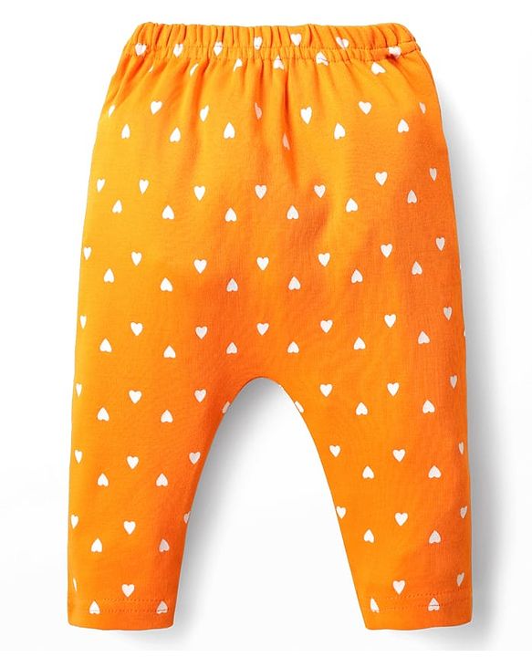 Babyhug Cotton Interlock Knit Full Length Diaper Leggings with Heart Floral & Fox Print Pack of 3 - Navy Blue Light Blue & Yellow