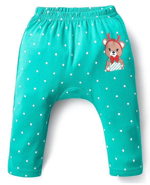 Babyhug Cotton Interlock Knit Full Length Diaper Leggings with Christmas Theme Print Pack of 3 - Red Light Blue & Navy Blue