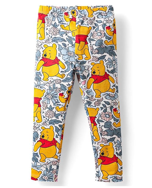 Babyhug Disney Lycra Knit Full Length Leggings with Winnie The Pooh Graphics Pack of 2 - Multicolor
