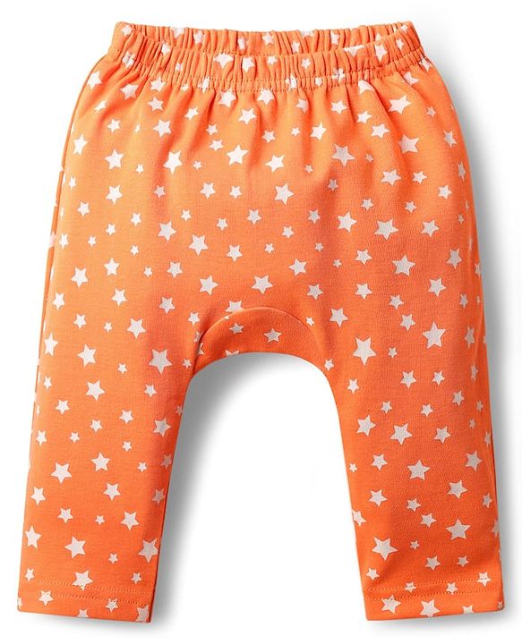 Babyhug Interlock Knit Full Length Diaper Leggings With Stripes Animals & Stars Print Pack Of 3 - Orange Light blue & White