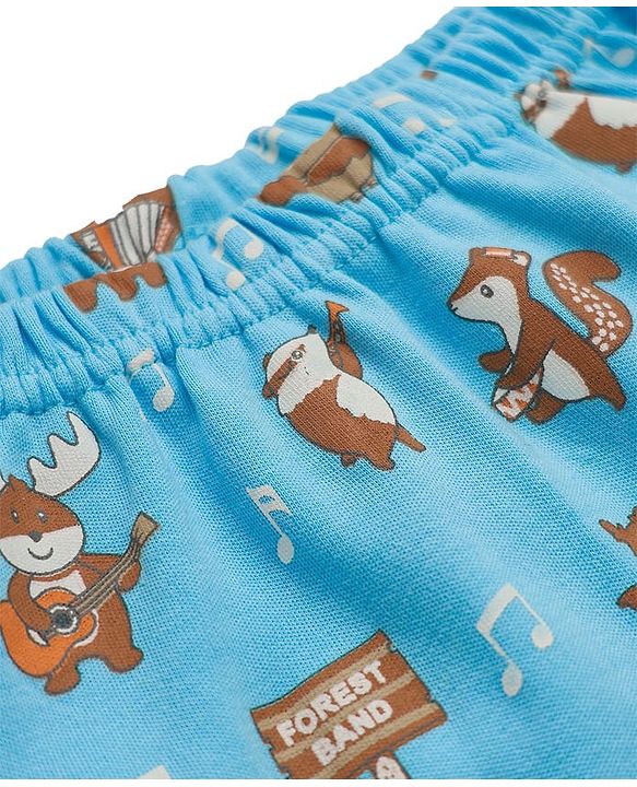 Babyhug Interlock Knit Full Length Diaper Leggings With Stripes Animals & Stars Print Pack Of 3 - Orange Light blue & White