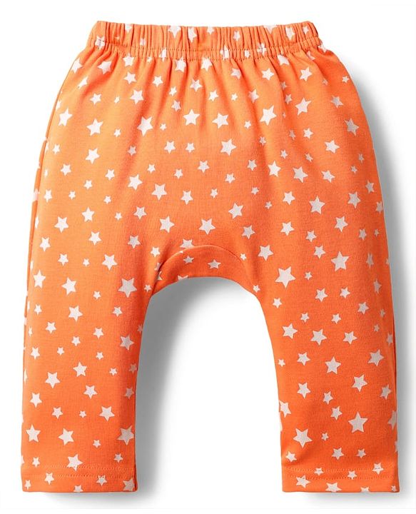 Babyhug Interlock Knit Full Length Diaper Leggings With Stripes Animals & Stars Print Pack Of 3 - Orange Light blue & White