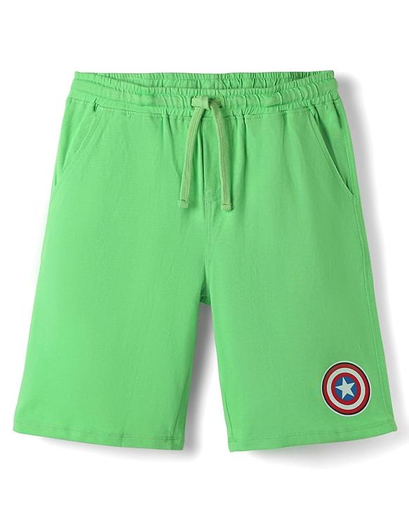 Pine Kids Marvel Single Jersey Knit Half Sleeves Shorts Night Suit With Captain America Graphics - Green