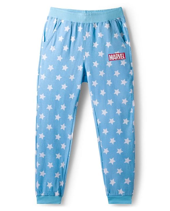 Pine Kids Marvel Single Jersey Knit Full Sleeves Night Suit With Captain America Print - Light Blue