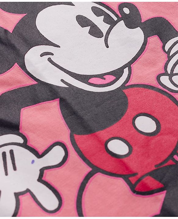 Pine Kids Disney Single Jersey Knit Oversized Drop Shoulder Half Sleeves T-Shirts & Skirt Set with Minnie Mouse Graphics - Pink & Blue