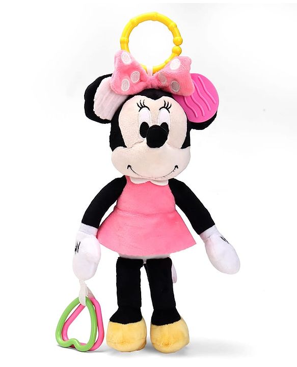Babyhug Disney Minnie Mouse Activity Plush Hanging Toy with Teether, Rattle & Crinkle Ear| Toy for Crib, Stroller & Car Seat| Supports Sensory Development| BIS Certified - Height 29 cm