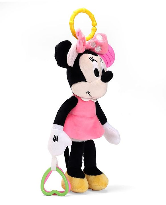 Babyhug Disney Minnie Mouse Activity Plush Hanging Toy with Teether, Rattle & Crinkle Ear| Toy for Crib, Stroller & Car Seat| Supports Sensory Development| BIS Certified - Height 29 cm