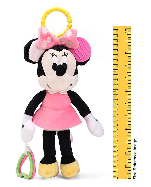 Babyhug Disney Minnie Mouse Activity Plush Hanging Toy with Teether, Rattle & Crinkle Ear| Toy for Crib, Stroller & Car Seat| Supports Sensory Development| BIS Certified - Height 29 cm