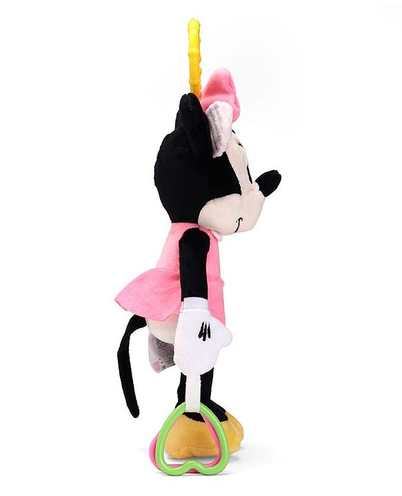 Babyhug Disney Minnie Mouse Activity Plush Hanging Toy with Teether, Rattle & Crinkle Ear| Toy for Crib, Stroller & Car Seat| Supports Sensory Development| BIS Certified - Height 29 cm