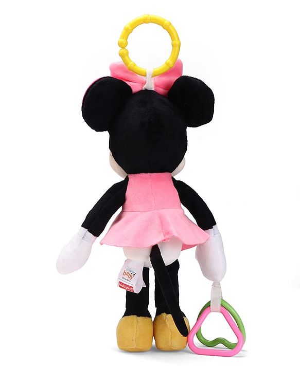 Babyhug Disney Minnie Mouse Activity Plush Hanging Toy with Teether, Rattle & Crinkle Ear| Toy for Crib, Stroller & Car Seat| Supports Sensory Development| BIS Certified - Height 29 cm