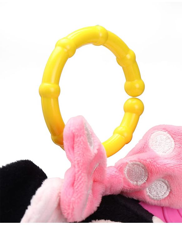 Babyhug Disney Minnie Mouse Activity Plush Hanging Toy with Teether, Rattle & Crinkle Ear| Toy for Crib, Stroller & Car Seat| Supports Sensory Development| BIS Certified - Height 29 cm