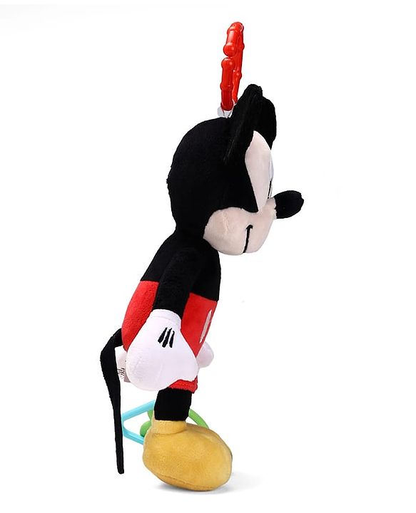 Babyhug Disney Mickey Mouse Activity Plush Hanging Toy with Teether, Rattle & Crinkle Ear| Toy for Crib, Stroller & Car Seat| Supports Sensory Development| BIS Certified - Height 30 cm