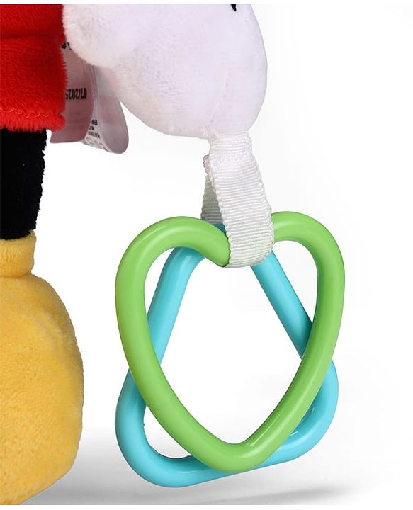 Babyhug Disney Mickey Mouse Activity Plush Hanging Toy with Teether, Rattle & Crinkle Ear| Toy for Crib, Stroller & Car Seat| Supports Sensory Development| BIS Certified - Height 30 cm