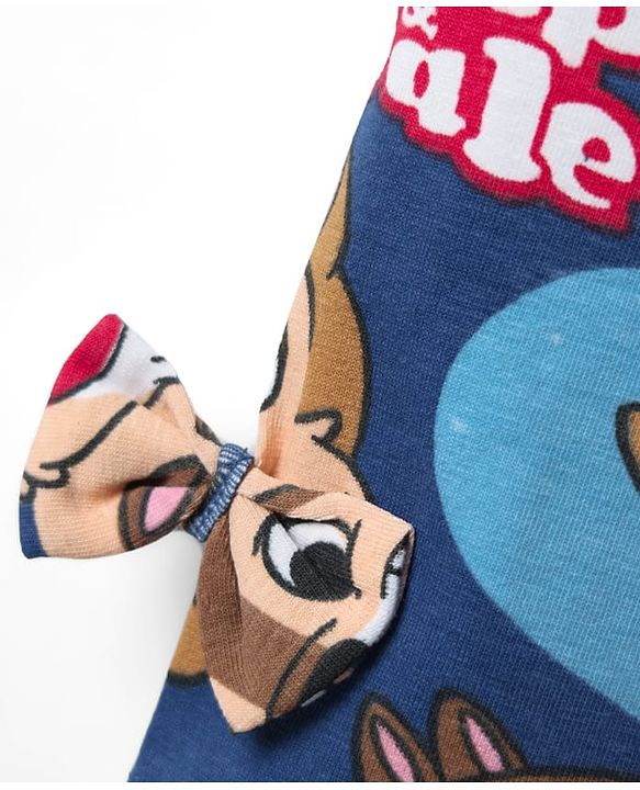 Babyhug Disney Lycra Knit Full Length Leggings with Chip n Dale Graphics & Bow Applique - Navy Blue