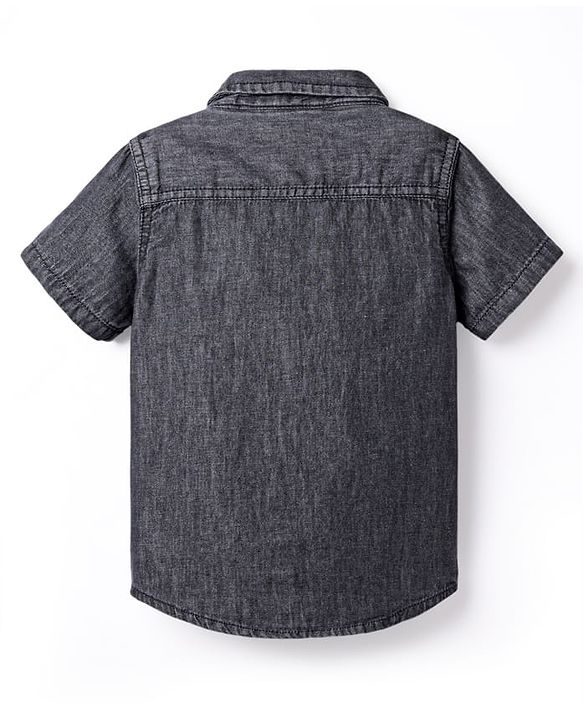 Babyhug Cotton Woven Half Sleeve Denim Washed Shirt - Black