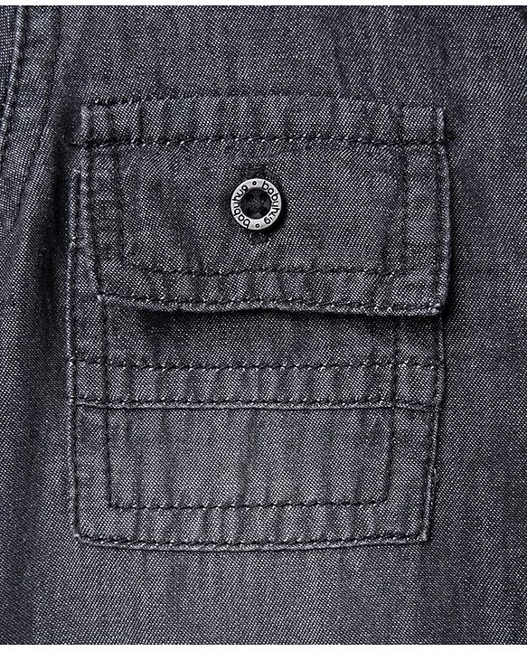 Babyhug Cotton Woven Half Sleeve Denim Washed Shirt - Black