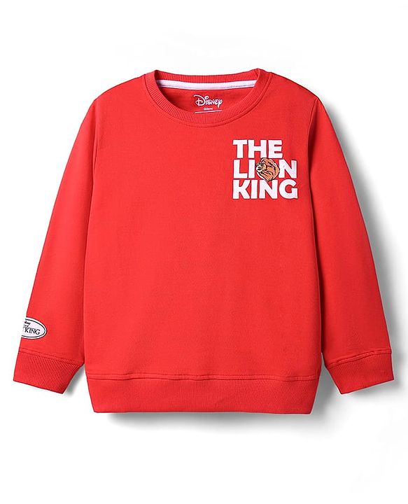 Pine Kids Disney Full Sleeves Sweatshirt With Front And Back Lion King Graphics - Red