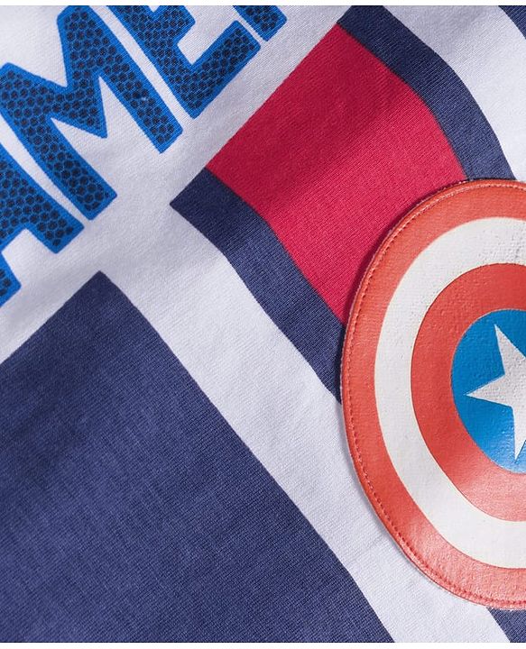 Pine Kids Marvel Single Jersey Knit Full Sleeves Cut & Sew T-Shirt with Captain America Graphics - Multicolor