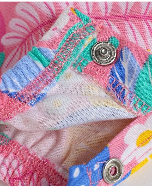 Babyhug 100% Cotton Interlock Knit Full Sleeves Romper with Tropical Theme Print - Multicolor