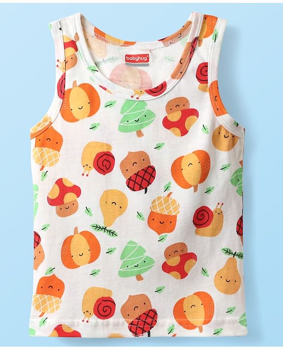 Babyhug 100% Cotton Knit Sleeveless Striped & Printed Sando Vests Pack of 3 - Multicolor