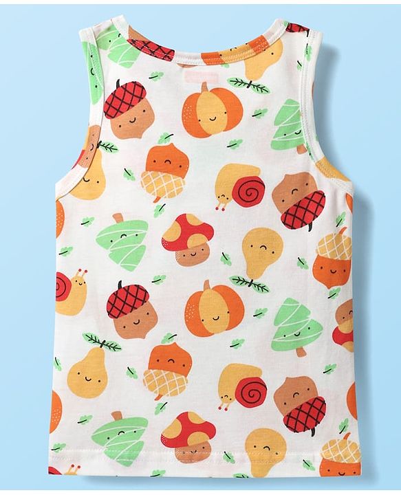 Babyhug 100% Cotton Knit Sleeveless Striped & Printed Sando Vests Pack of 3 - Multicolor