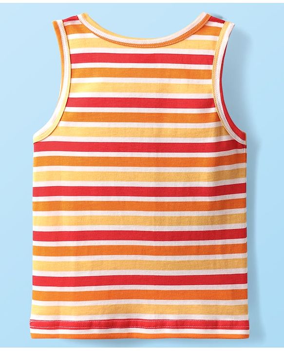 Babyhug 100% Cotton Knit Sleeveless Striped & Printed Sando Vests Pack of 3 - Multicolor