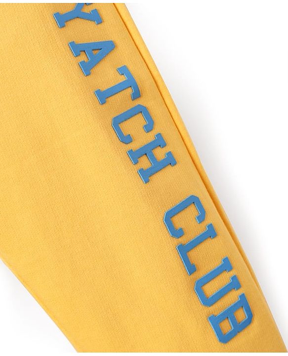 Babyhug Cotton Terry Knit Full Length Lounge Pants With Text Print - Yellow