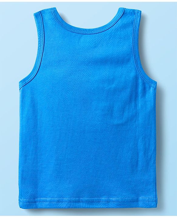 Babyhug 100% Knit Sleeveless Striped & Animal Printed Sando Vests Pack of 3 - Blue White & Yellow