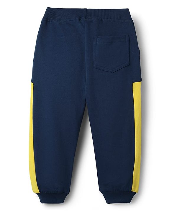 Babyhug Cotton Terry Knit Full Length Lounge Pant With Number Print - Navy Blue
