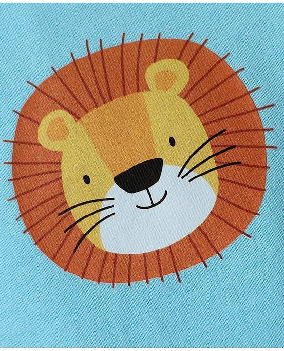 Babyhug 100% Cotton Sleeveless Vests With Stripes & Animal Print Pack Of 3 - Light Blue White & Yellow