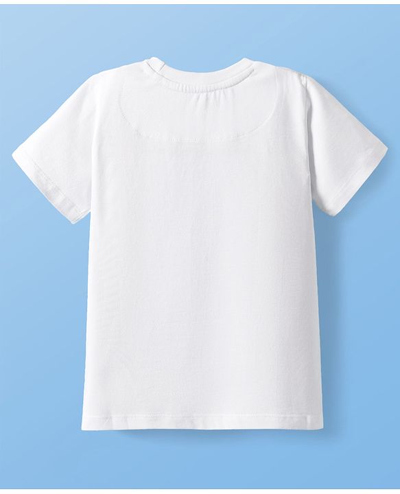 Pine Kids Cotton Knit Half Sleeves T-Shirt with Bow & Pretty Text Print - White