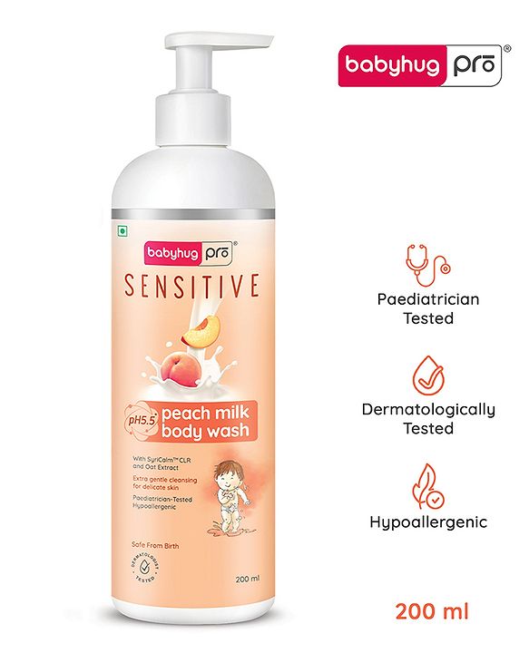 Babyhug Pro Sensitive pH 5.5 Peach Milk Body Wash 200 ml