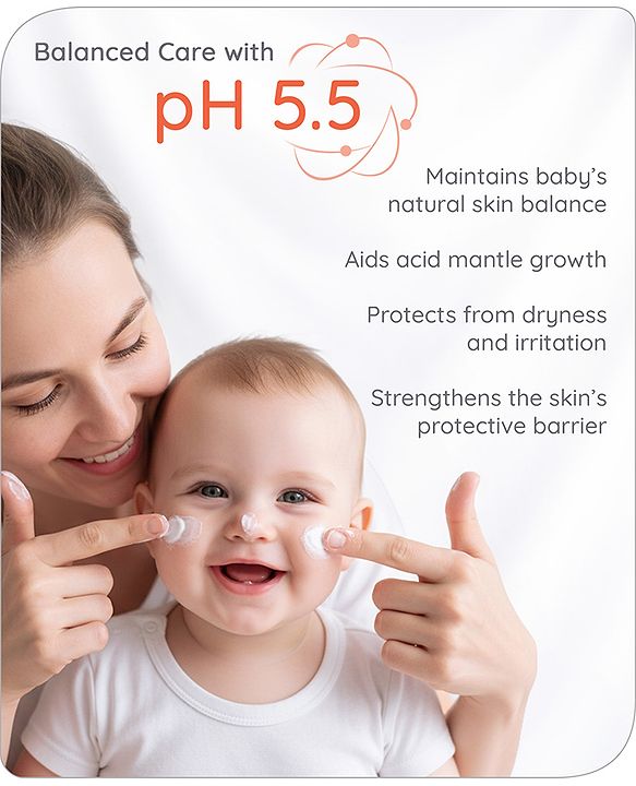 Babyhug Pro Sensitive pH 5.5 Peach Milk Cream - 200 g | 24 Hr Moisturisation | Deep Hydration | Sensitive Skin | Paediatrician & Dermatologist Tested | Safe Hypoallergenic Formula | 0+ m