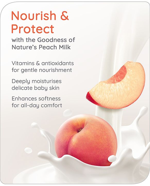 Babyhug Pro Sensitive pH 5.5 Peach Milk Cream - 200 g | 24 Hr Moisturisation | Deep Hydration | Sensitive Skin | Paediatrician & Dermatologist Tested | Safe Hypoallergenic Formula | 0+ m