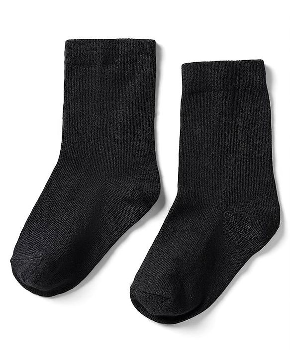 Cute Walk By Babyhug Cotton Knit Mid Calf Length Anti Bacterial Solid Coloured Socks Pack Of 3 - Black